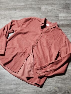 ASOS Corduroy Button-Up Shirt in Dusty Rose